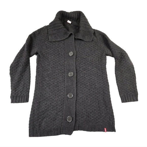 Manguun Alpaca Wool Blend Duster Cardigan Womens XL Brown Button Front Academia - Picture 1 of 7